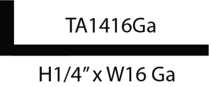L-shaped metal strip with measurements text.