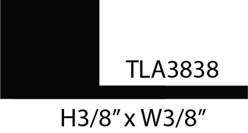 Square tile, labeled TLA3838, dimensions included.