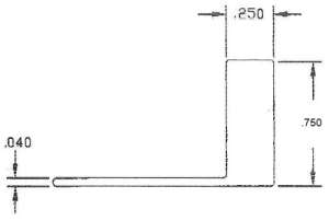 Technical drawing of an L-shaped bracket.