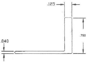 Technical drawing of L-shaped bracket dimensions.