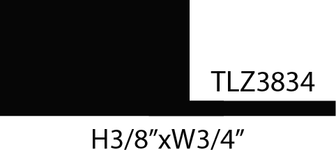 Black square with dimensions and code.