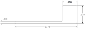 Technical drawing of a metal bracket.