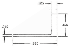 L-shaped metal bracket technical drawing.