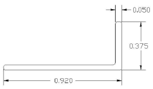 Technical drawing of a right-angle bracket.
