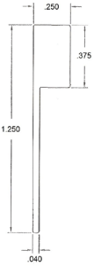 Technical drawing of an L-shaped part.