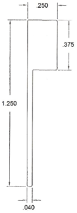 Technical drawing of L-shaped object.