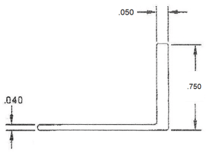 Technical diagram of an L-shaped object.