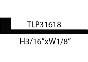 Black rubber extrusion profile, TLP31618 dimensions shown.